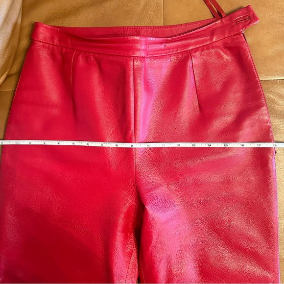 Clio Vintage 90s Genuine Leather High Waist Pants in Red size 4 - Picture 6 of 10